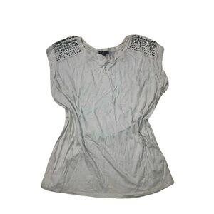 Studded Shoulder Gray Muscle Tee